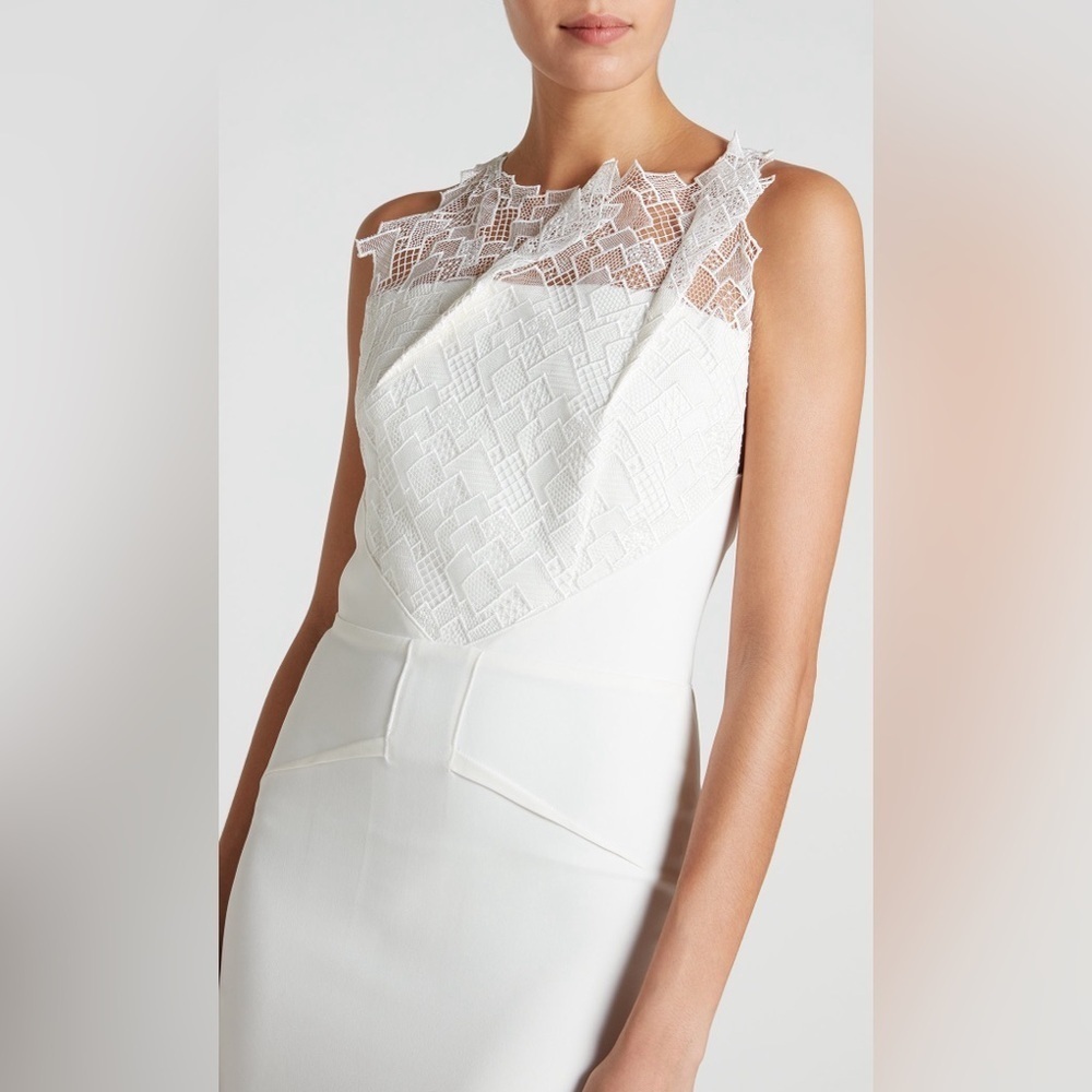 NWT Roland Mouret Mirah Gown Geometric Lace Stretch Double Crepe Wedding US 4 - Picture 2 of 16